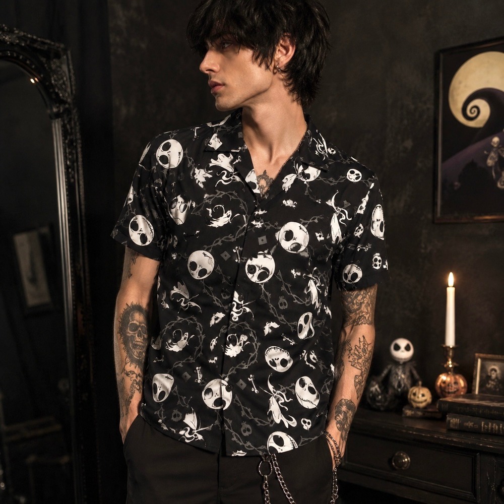 Disney Nightmare Before Christmas Jack Skellington Button Down Shirt Medium